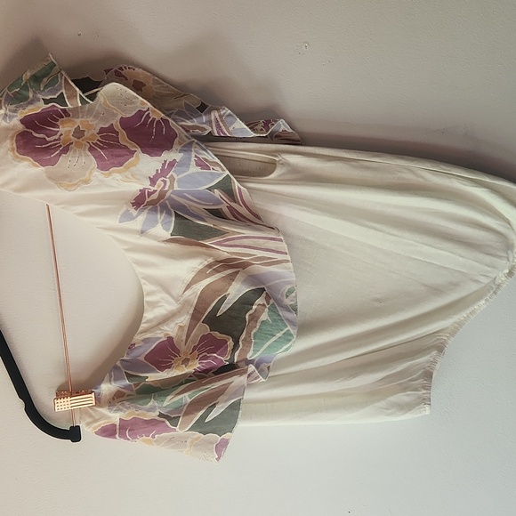 NWT Free People Annka One‎ Shoulder Floral Bubble Blouse, Size L - Picture 8 of 8